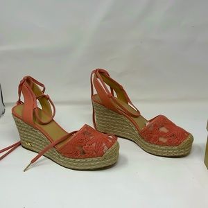 Michael Kors closed toe wedge w/ shoe string tie straps